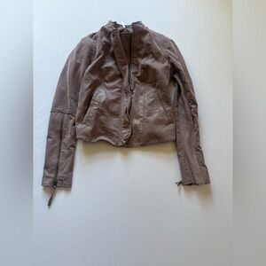 Free People Taupe Leather Jacket